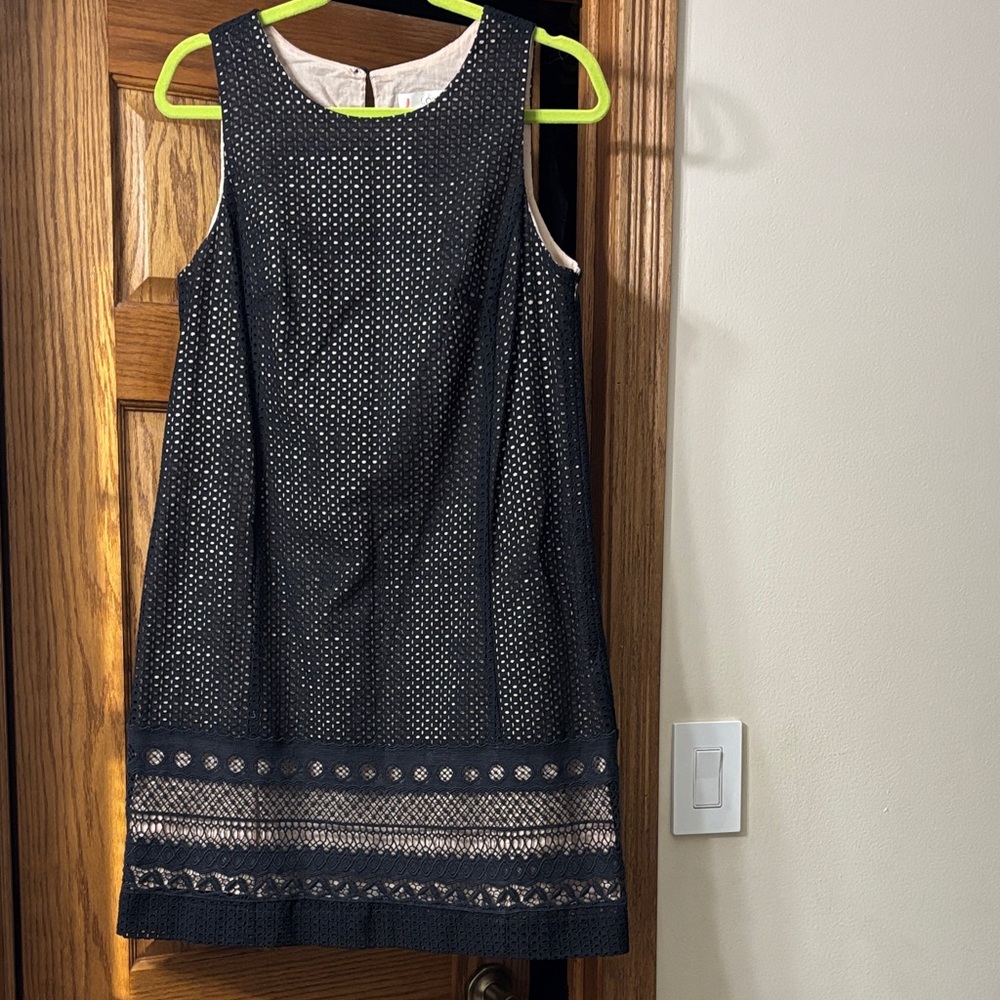 LOFT Black and Cream Mini Dress